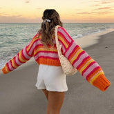 fall outfits 2024 Autumn and Winter New Striped Sweater Sweater round Neck Long Sleeve Loose Casual Pullover Sweater Top